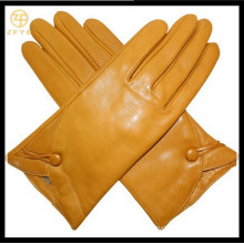 Women's yellow Leather Gloves with high quality